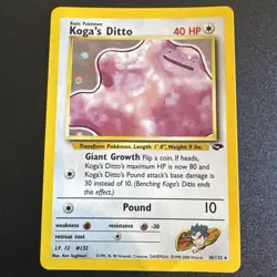 Koga's Ditto Pokemon Card 10/132 Gym Challenge Holo (Small Crease/Bend) See Pics - Image 1