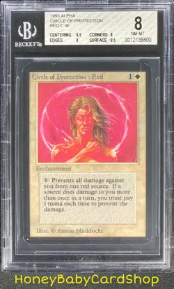 MTG Limited Edition Alpha 1993 Circle of Protection: Red BGS 8.0Q++ NM 93/94 - Image 1