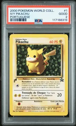 2000 POKEMON PIKACHU WORLD COLLECTION PORTUGUESE #1 IVY PIKACHU PSA 2 - Image 1