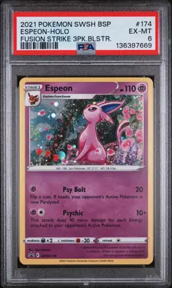 2021 POKEMON SWSH BLACK STAR PROMO #174 ESPEON-HOLO PSA 6 - Image 1