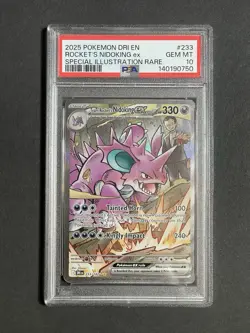 2025 Pokemon Team Rocket's Nidoking ex Special Illustration Rare 233/182 PSA 10 - Image 1