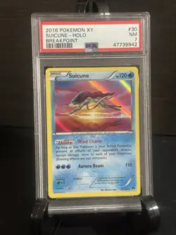 PSA 7 2016 Suicune 30/122 Cosmos Holo Pokemon XY Breakpoint Sun & Moon - Image 1