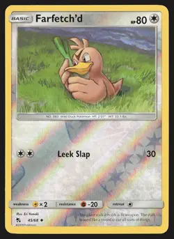 Hidden Fates Farfetch'd #45/68 Reverse Holo Pokemon Card - Image 1