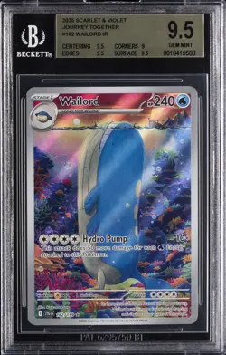 2025 POKEMON JTG EN-JOURNEY TOGETHER ILLUSTRATION RARE #162 WAILORD BGS 9.5 - Image 1