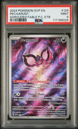 2024 POKEMON SHROUDED FABLE POKEMON CENTER ETB PROMO #129 PECHARUNT PSA 9 - Image 1