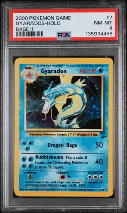 2000 POKEMON BASE SET 2 #7 GYARADOS-HOLO PSA 8 - Image 1