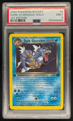2000 Pokemon Team Rocket First Edition Dark Gyarados Holo #8/82 PSA 9 - Image 1