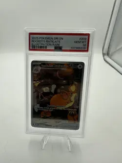 2025 POKEMON DRI EN DESTINED RIVALS 202 TEAM ROCKET'S RATICATE PSA 10 - Image 1