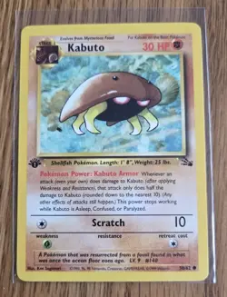 Pokemon TCG Kabuto Fossil 1st Edition Common Card 50/62 Regular First English - Image 1