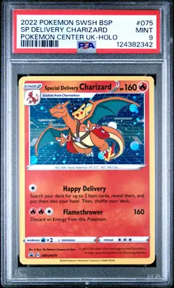 2022 POKEMON SWSH BLACK STAR PROMO #075 SPECIAL DELIVERY CHARIZARD-HOLO PSA 9 - Image 1