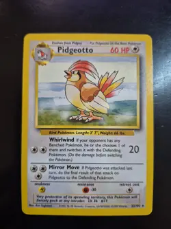 Pidgeotto - 22/102 - Pokemon Base Set Unlimited Rare Card WOTC Vintage LP - Image 1