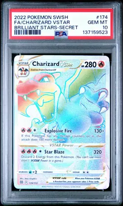 2022 POKEMON SWORD & SHIELD BRILLIANT STARS #174 FULL ART/CHARIZARD VSTAR PSA 10 - Image 1