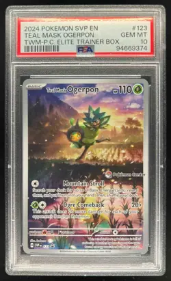 2023-25 Pokemon SV Black Star Promos Teal Mask Ogerpon Center Stamp #123 PSA 10 - Image 1