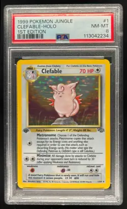 1999 Pokemon Jungle 1st Edition Clefable #1/64 PSA 8 - Image 1
