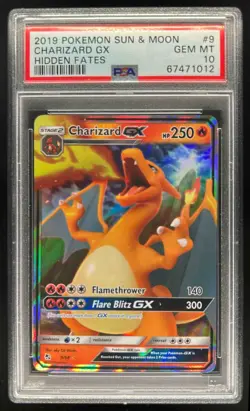 2019 Pokemon SM Hidden Fates Charizard GX #9/68 PSA 10 - Image 1