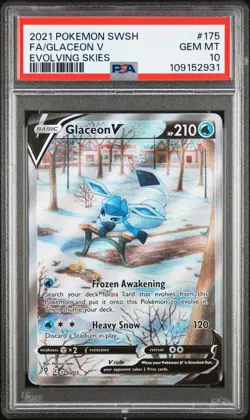 2021 POKEMON SWORD & SHIELD EVOLVING SKIES #175 FULL ART/GLACEON V PSA 10 - Image 1