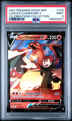 2021 POKEMON SWSH CELEBRATIONS COLLECTION PROMO LANCE'S CHARIZARD V PSA 9 - Image 1