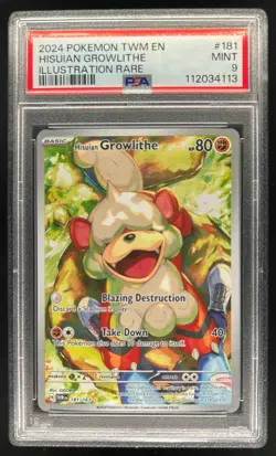 2024 Pokemon SV Twilight Masquerade Hisuian Growlithe #181/167 PSA 9 - Image 1