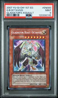 2007 YU-GI-OH! GLAS-GLADIATOR'S ASSAULT 1ST ED GLADIATOR BEAST OCTAVIUS PSA 9 - Image 1