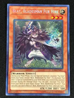 YUGIOH BEAT BLADESMAN FUR HIRE DASA-EN017 SECRET NM - Image 1