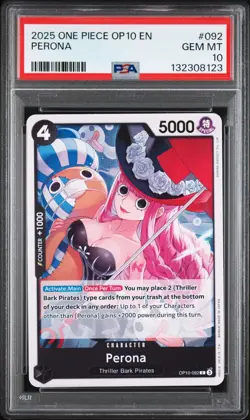 2025 One Piece OP10 En Perona Royal Blood #092 PSA 10 Gem Mint - Image 1