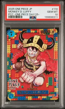 2025 ONE PIECE JPN PREM CARD COLL -ONE PIECE DAY'25- #110 MONKEY D. LUFFY PSA 10 - Image 1