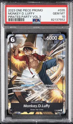 2023 ONE PIECE PROMOS PIRATES PARTY VOL.3 #035 MONKEY D. LUFFY PSA 10 - Image 1