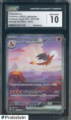 2023 Pokemon Japanese Card 151 #201/165 Charizard Ex Holo CGC 10 GEM MINT - Image 1