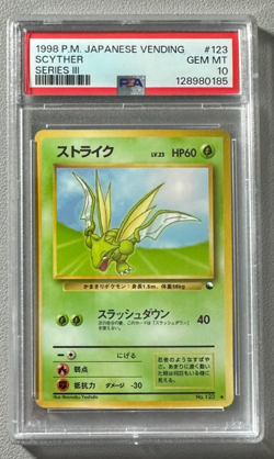 1998 Pokemon Japanese Vending Series III 3 #123 Scyther PSA 10 Graded Card - Image 1