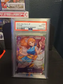 2025 PSA 10 Onami O-nami Nami ST18-002 8 Packs Battle Winner One Piece Card JPN - Image 1