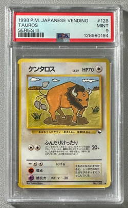 1998 Pokemon Japanese Vending Series III 3 #128 Tauros PSA 9 Graded Card - Image 1