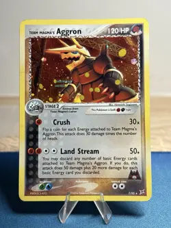Team Magma's Aggron 7/95 Ex Team Magma vs Team Aqua Holo Rare Pokemon Card MP - Image 1