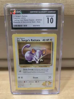 Pokemon TCG Lt. Surge's Rattata Holo Rare Card 015/034 Classic Collection - Image 1