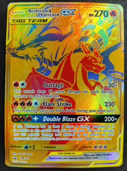 Reshiram & Charizard GX SM247 Pokemon TCG Promo Card Full Art Gold Black Star L2 - Image 1