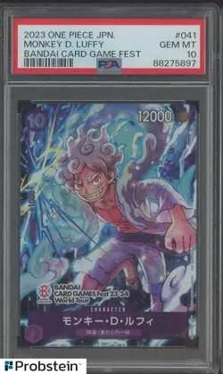 2023 One Piece JPN Bandai Card Game Fest #041 Monkey D. Luffy PSA 10 GEM MINT - Image 1