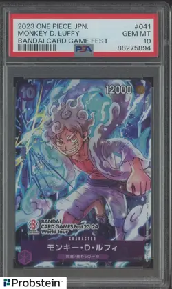 2023 One Piece JPN Bandai Card Game Fest #041 Monkey D. Luffy PSA 10 GEM MINT - Image 1