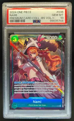 2024 One Piece Nami Premium Card BS Volume 2 #OP02-036 PSA 10 GEM MT - Image 1