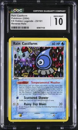 CGC 10 GEM MINT Rain Castform EX Hidden Legends 23/101 Reverse Holo Pokemon Card - Image 1