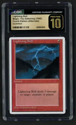 ***CGC Pristine 10 Lightning Bolt*** MTG Alternate 4th Edition Magic Kid Icarus - Image 1
