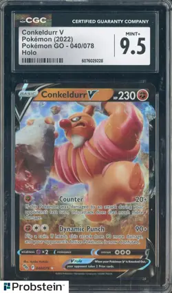 2022 Pokemon Go #040/078 Conkeldurr V Holo CGC 9.5 MINT+ - Image 1
