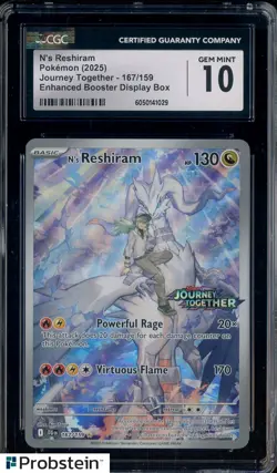 2025 Pokemon TCG Journey Together Enhanced Booster #167 N's Reshiram CGC 10 - Image 1