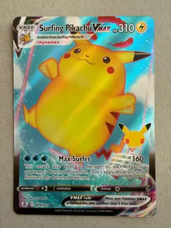 Surfing Pikachu Vmax 009/025 Celebrations Full Art Ultra Rare Pokemon TCG 2021 - Image 1