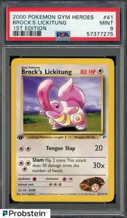 2000 Pokemon TCG Gym Heroes 1st Edition #41 Brock's Lickitung PSA 9 MINT - Image 1