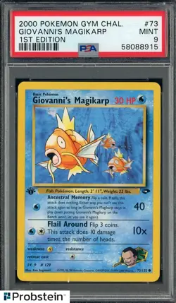 2000 Pokemon TCG Gym's Challenge 1st Edition #73 Giovanni's Magikarp PSA 9 MINT - Image 1