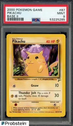 2000 Pokemon TCG Base II #87 Pikachu PSA 9 MINT - Image 1