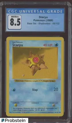 1999 Pokemon TCG Base Set Shadowless #65 Staryu CGC 8.5 NM/MINT+ - Image 1