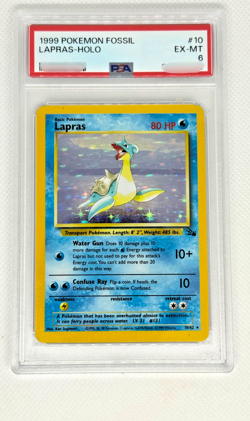 1999 Pokemon Lapras Fossil Holo PSA 6 10/62 Vintage Pokemon TCG - Image 1