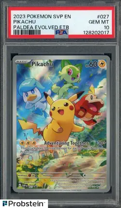 2023 Pokemon SVP En Paldea Evolved ETB #027 Pikachu PSA 10 GEM MINT - Image 1