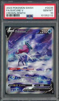 2023 Pokemon SWSH Crown Zenith #GG38 FA Suicune V PSA 10 GEM MINT - Image 1
