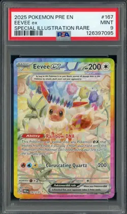 2025 Pokemon PRE EN Special Illustration Rare #167 Eevee Ex PSA 9 MINT - Image 1